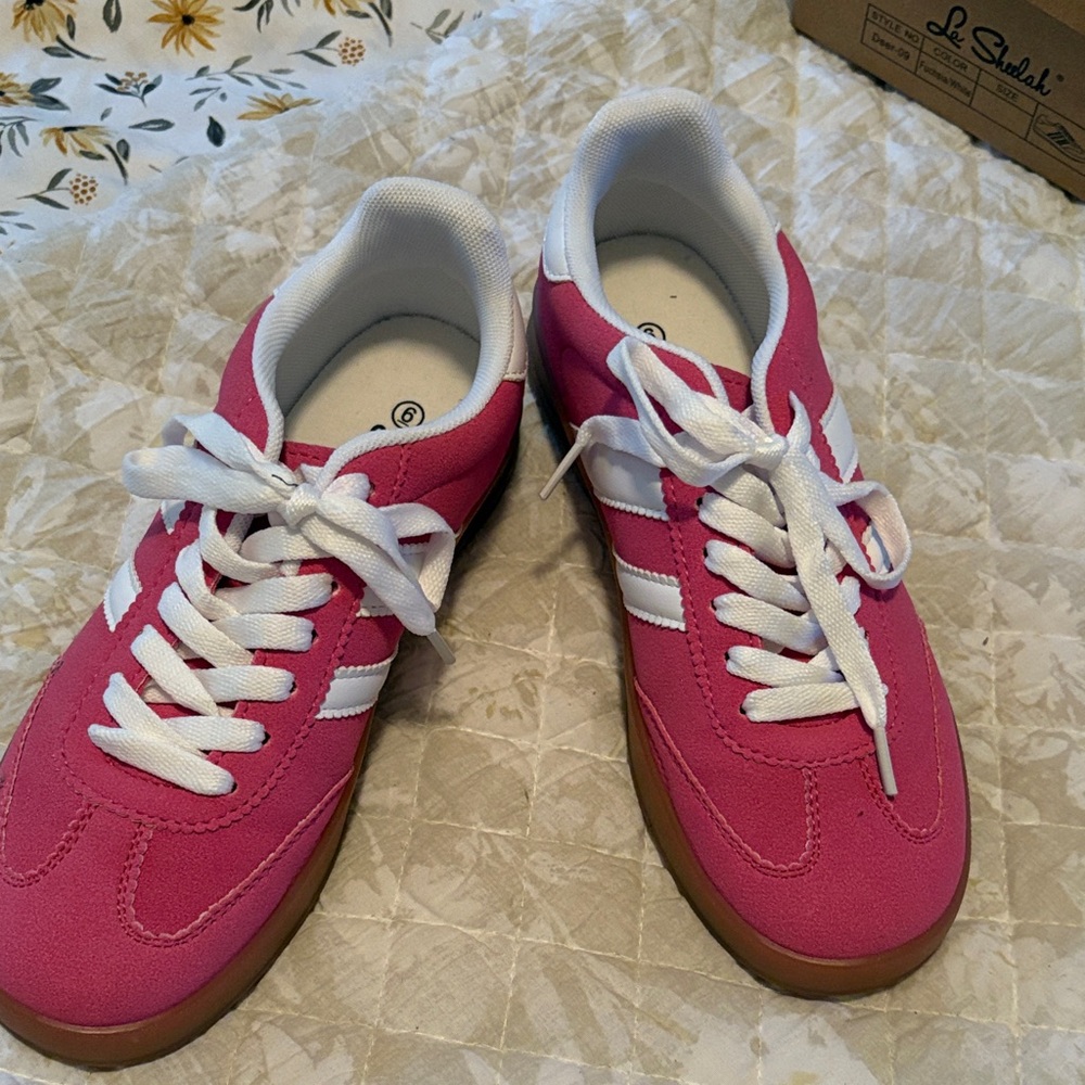 Stylish Pink and White Athletic Shoes